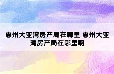 惠州大亚湾房产局在哪里 惠州大亚湾房产局在哪里啊